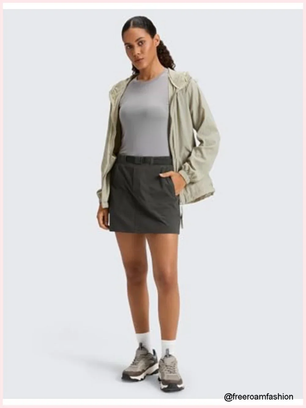 CRZ YOGA Stretch High Waisted Hiking Skort with Built-in Shorts Pockets